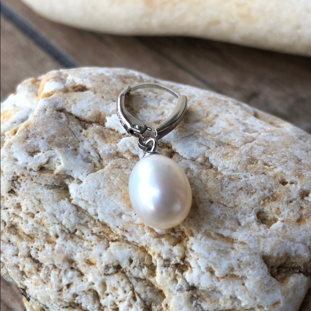 Sterling Silver Pearl Drop Earrings - Picture 5 of 11